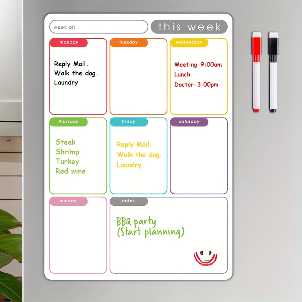 Magnetic Whiteboard Calendar - Магнитный еженедельный планировщик формата А4, съемный