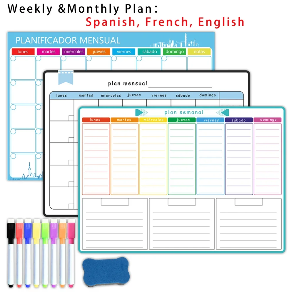 Magnetic Whiteboard Calendar - Магнитный еженедельный и ежемесячный планировщик формата