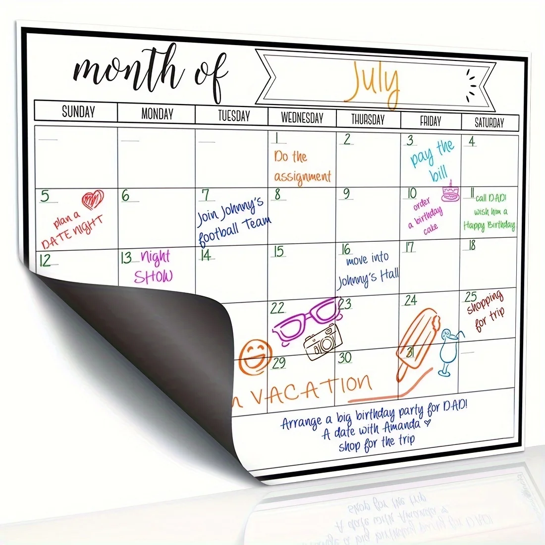 Magnetic Whiteboard Calendar - Магнитная доска-календарь на месяц, многоразовая доска-планировщик