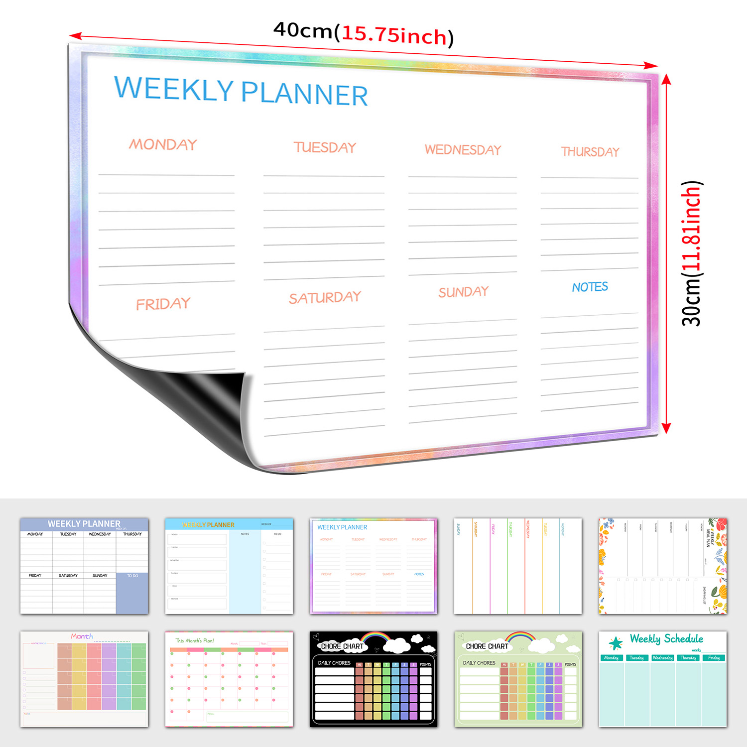 Magnetic Whiteboard Calendar - Магнитный еженедельный планировщик, белая доска для